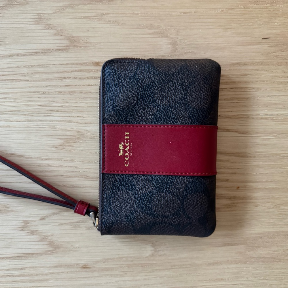Coach Black and Red Wristlet Wallet
